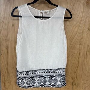 ARTISAN NY Women's White Embroidered Linen Blouse Size S